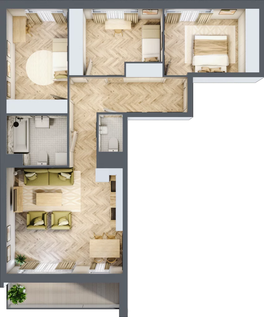 4 pokoje, mieszkanie 78,82 m², piętro 7, oferta nr 07.K2.11, Langiewicza 37, Rzeszów, Śródmieście, ul. Langiewicza 37