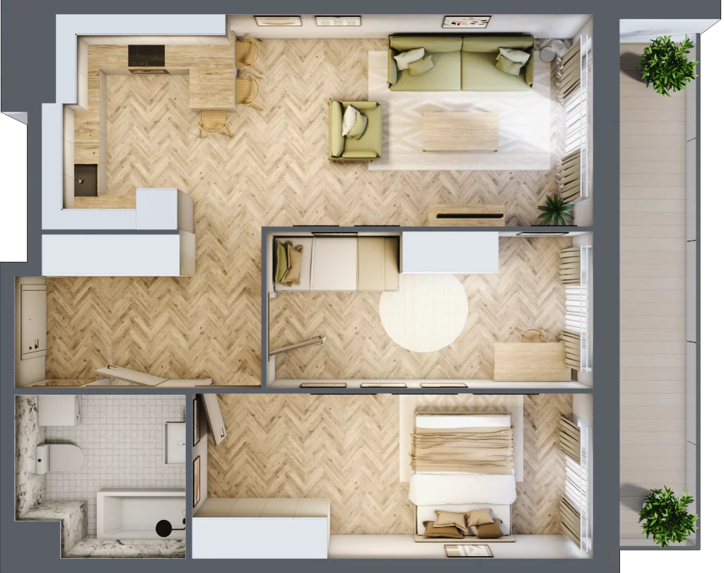 3 pokoje, mieszkanie 64,03 m², piętro 9, oferta nr 09.K2.02, Langiewicza 37, Rzeszów, Śródmieście, ul. Langiewicza 37