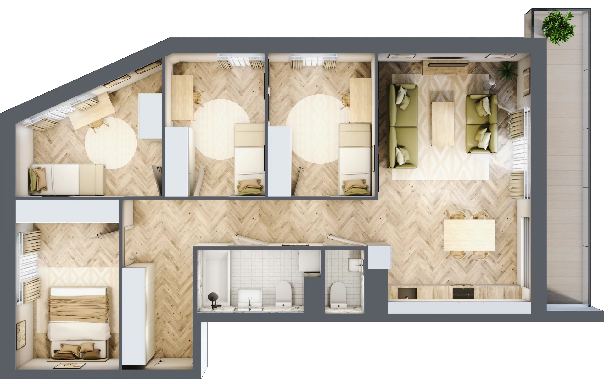 5 pokoi, mieszkanie 88,15 m², piętro 4, oferta nr 04.K2.01, Langiewicza 37, Rzeszów, Śródmieście, ul. Langiewicza 37