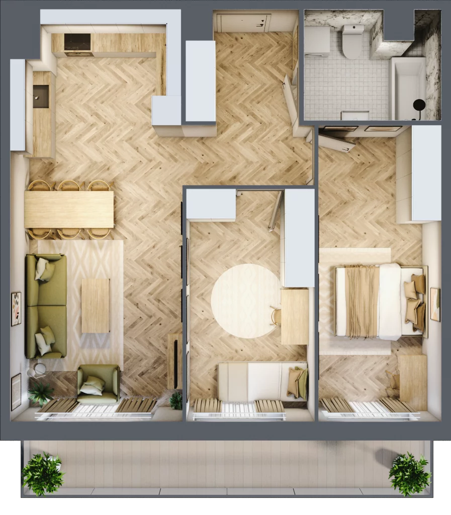 3 pokoje, mieszkanie 70,48 m², piętro 11, oferta nr 11.K1.03, Langiewicza 37, Rzeszów, Śródmieście, ul. Langiewicza 37