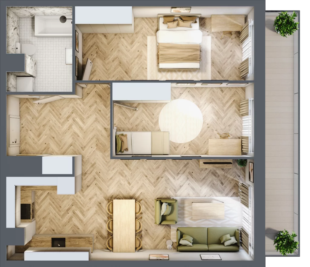 3 pokoje, mieszkanie 70,94 m², piętro 11, oferta nr 11.K2.03, Langiewicza 37, Rzeszów, Śródmieście, ul. Langiewicza 37