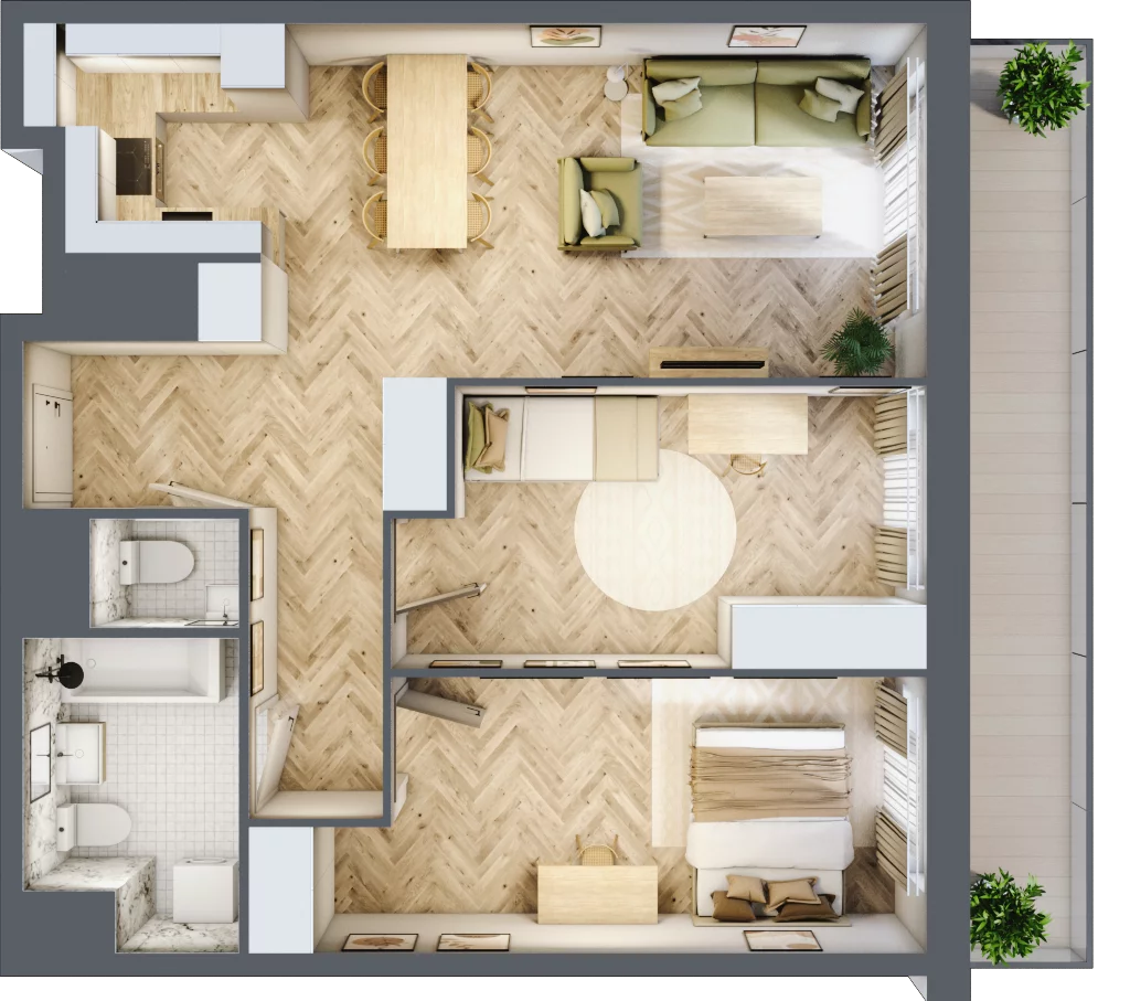 3 pokoje, mieszkanie 69,30 m², piętro 10, oferta nr 10.K2.04, Langiewicza 37, Rzeszów, Śródmieście, ul. Langiewicza 37