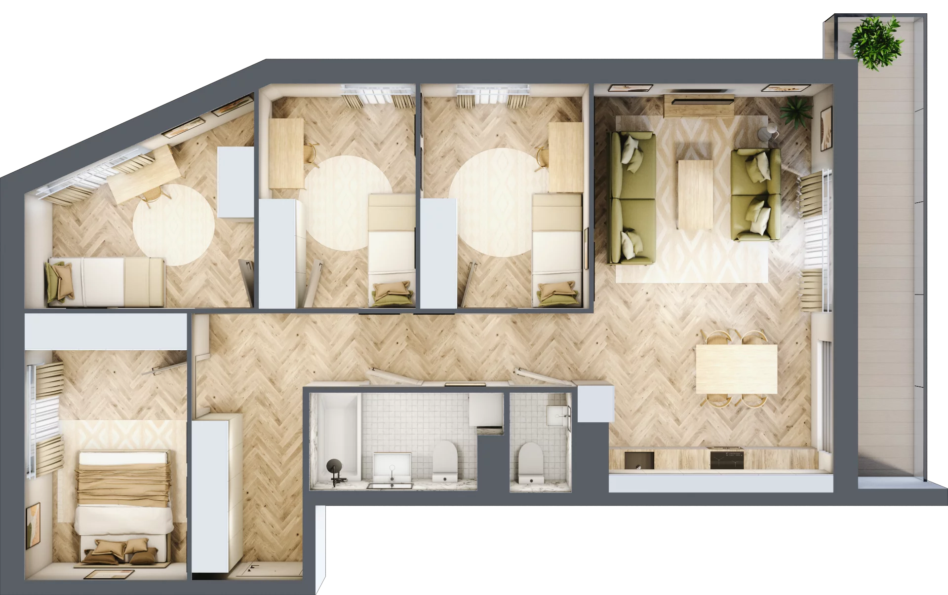 5 pokoi, mieszkanie 88,31 m², piętro 5, oferta nr 05.K2.01, Langiewicza 37, Rzeszów, Śródmieście, ul. Langiewicza 37