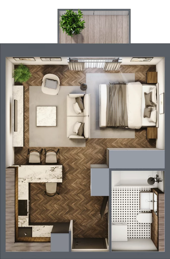 1 pokój, mieszkanie 31,98 m², piętro 3, oferta nr 38, Osiedle Bulwar, Bartąg, ul. Bartąska