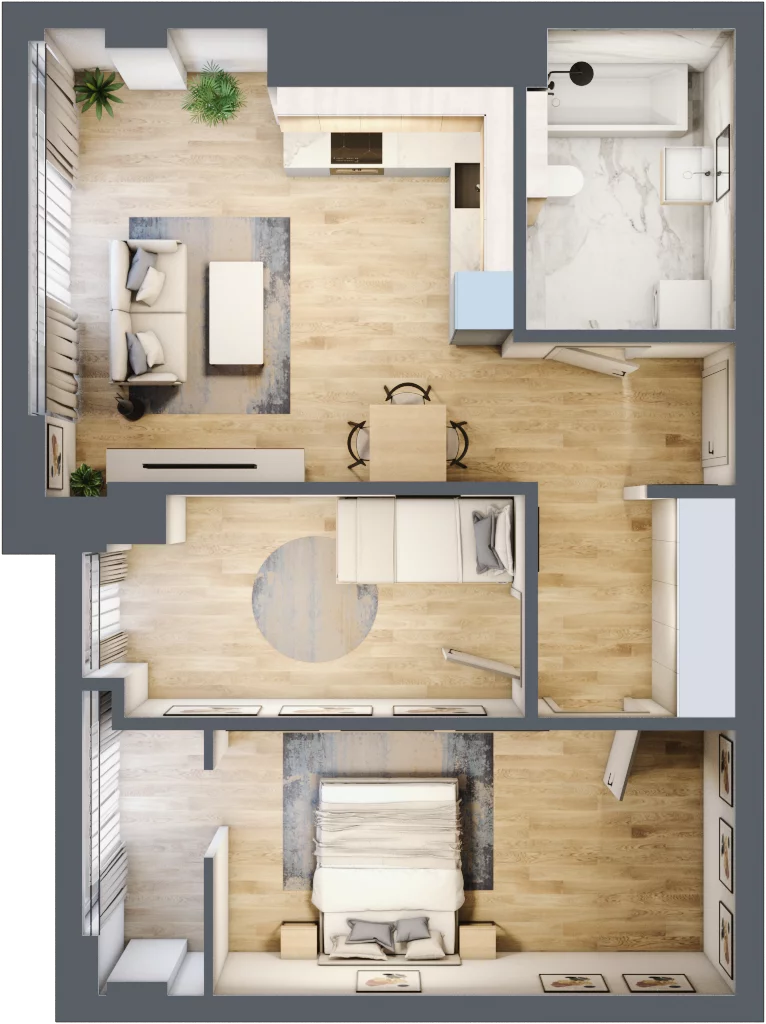 3 pokoje, mieszkanie 62,80 m², piętro 9, oferta nr N57, Olszynki Park, Rzeszów, Śródmieście, ul. Szopena