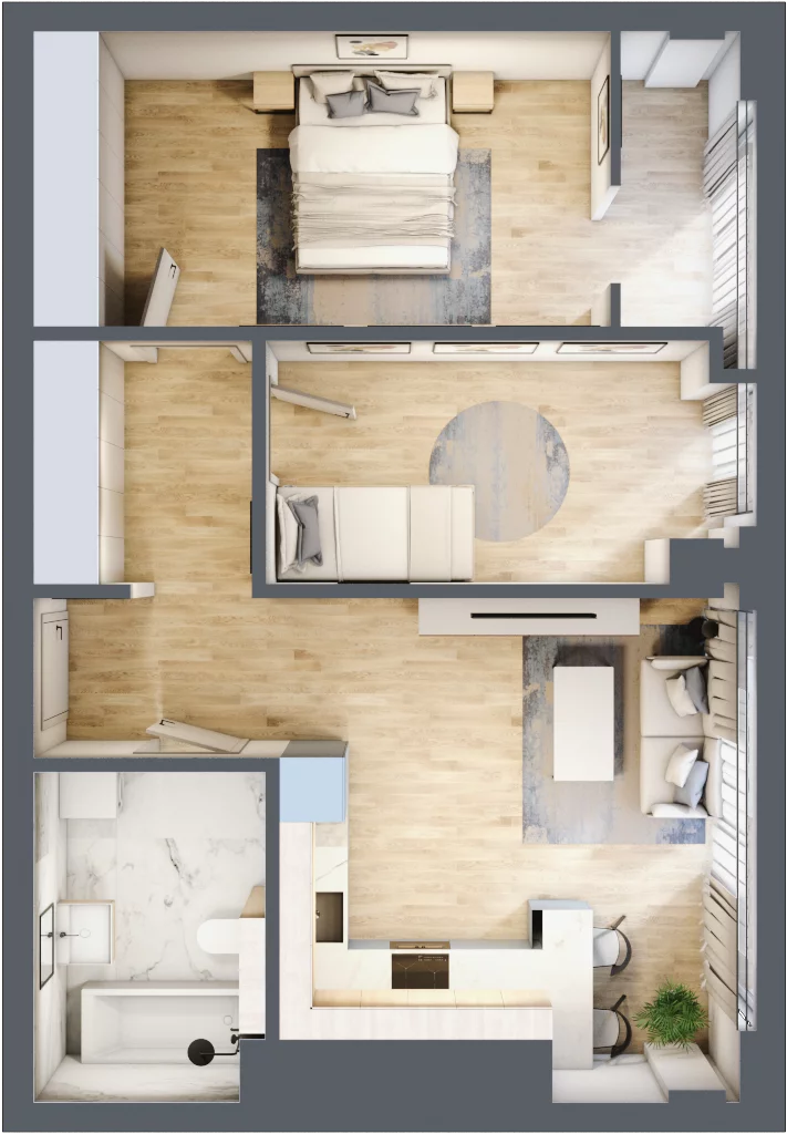 3 pokoje, mieszkanie 62,55 m², piętro 11, oferta nr N67, Olszynki Park, Rzeszów, Śródmieście, ul. Szopena