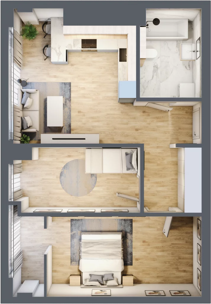 3 pokoje, mieszkanie 62,20 m², piętro 12, oferta nr N79, Olszynki Park, Rzeszów, Śródmieście, ul. Szopena