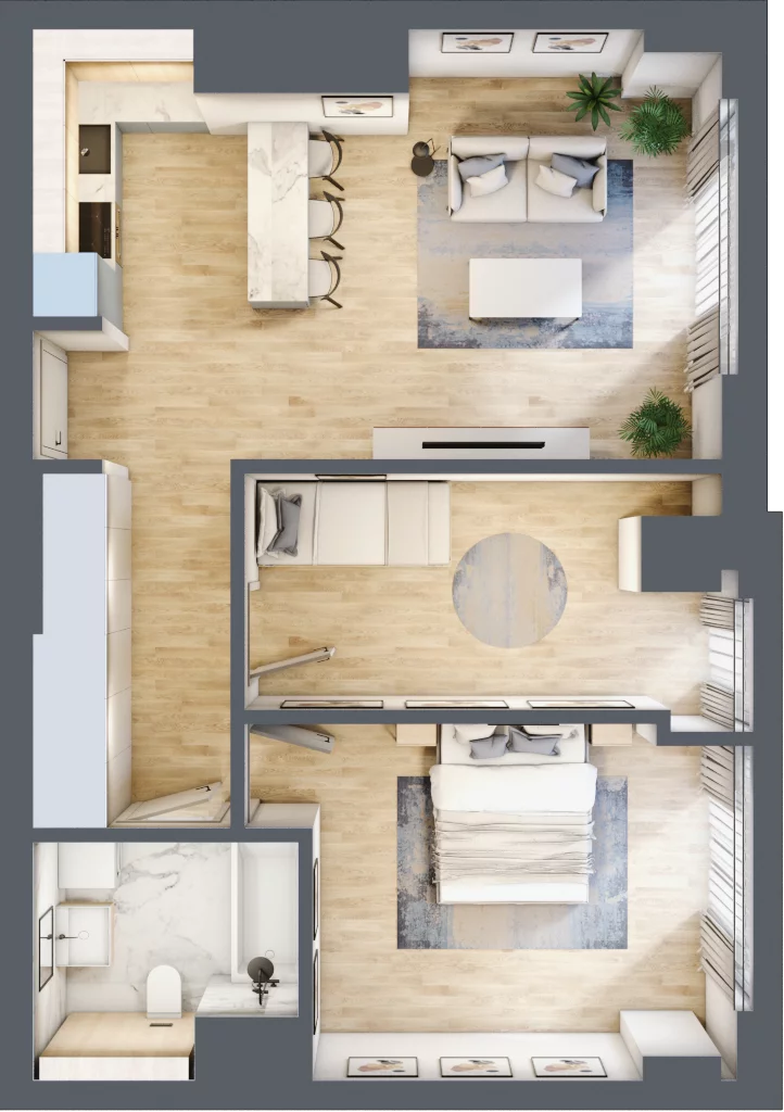 3 pokoje, mieszkanie 60,36 m², piętro 4, oferta nr W8, Olszynki Park, Rzeszów, Śródmieście, ul. Szopena