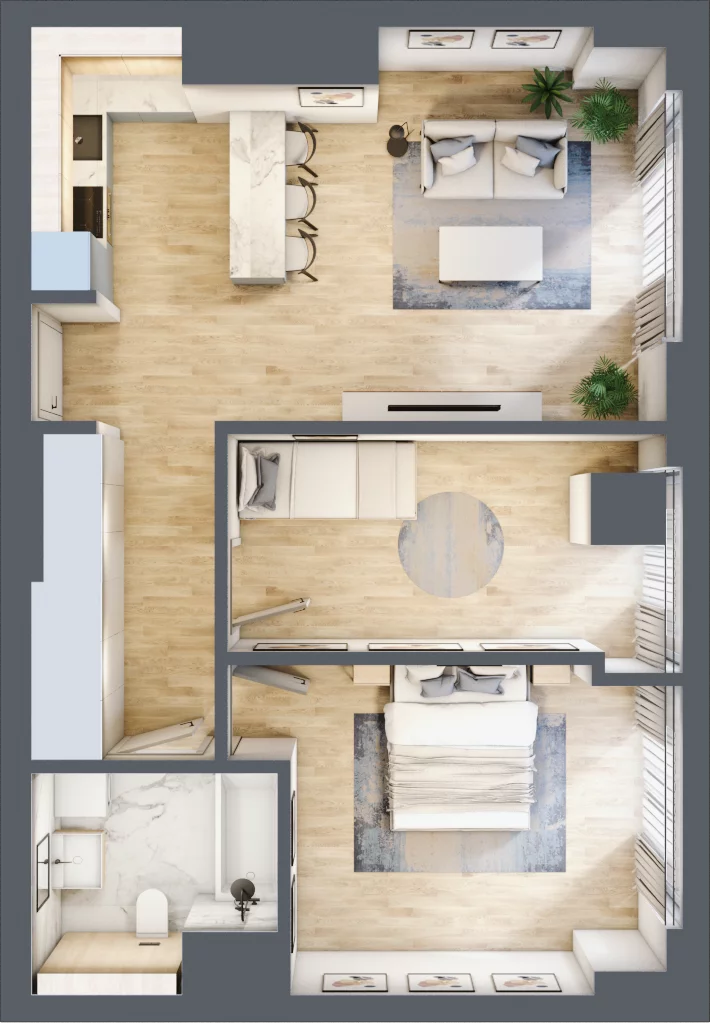 3 pokoje, mieszkanie 61,15 m², piętro 6, oferta nr W22, Olszynki Park, Rzeszów, Śródmieście, ul. Szopena