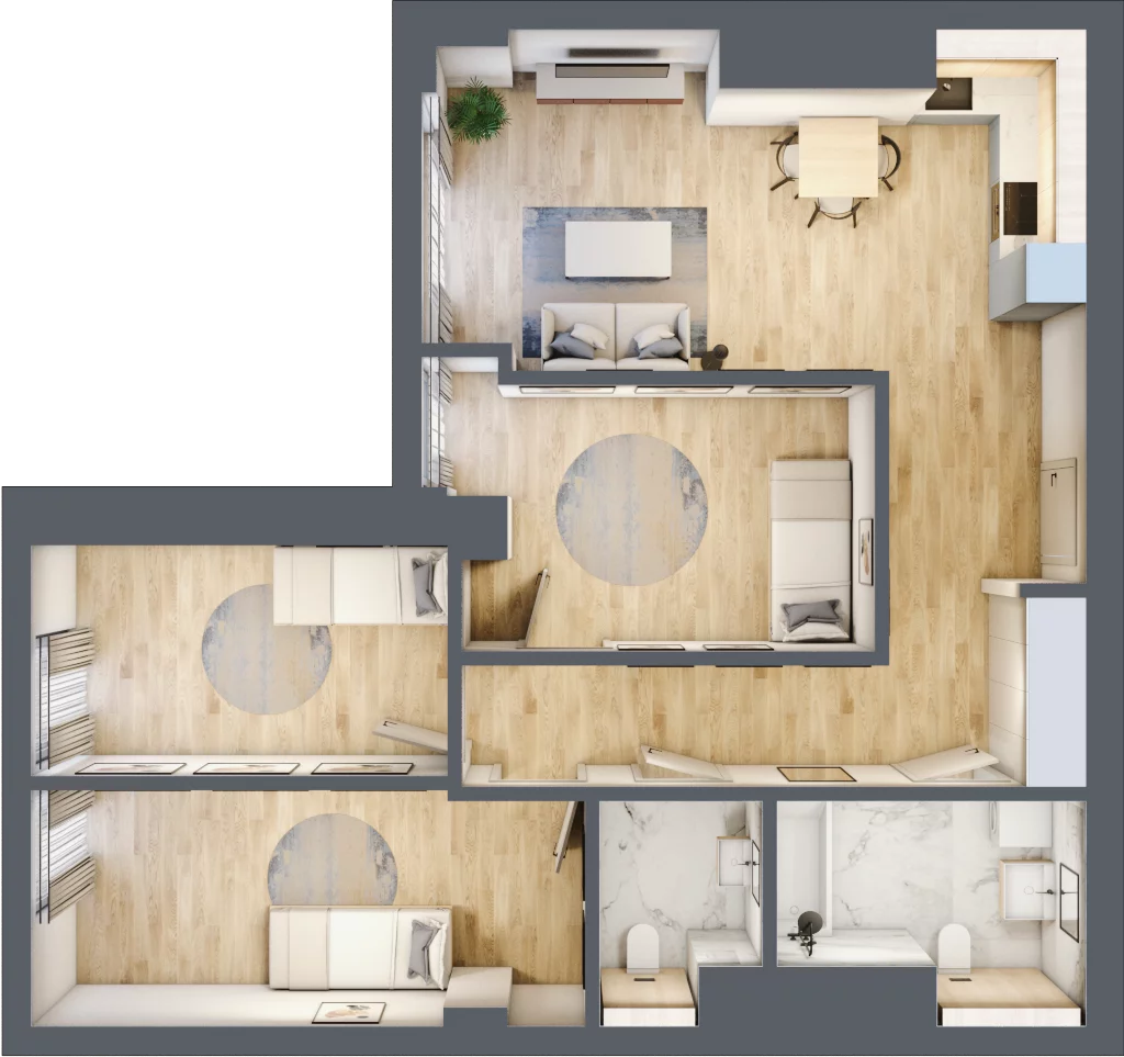 4 pokoje, mieszkanie 77,73 m², piętro 18, oferta nr W107, Olszynki Park, Rzeszów, Śródmieście, ul. Szopena