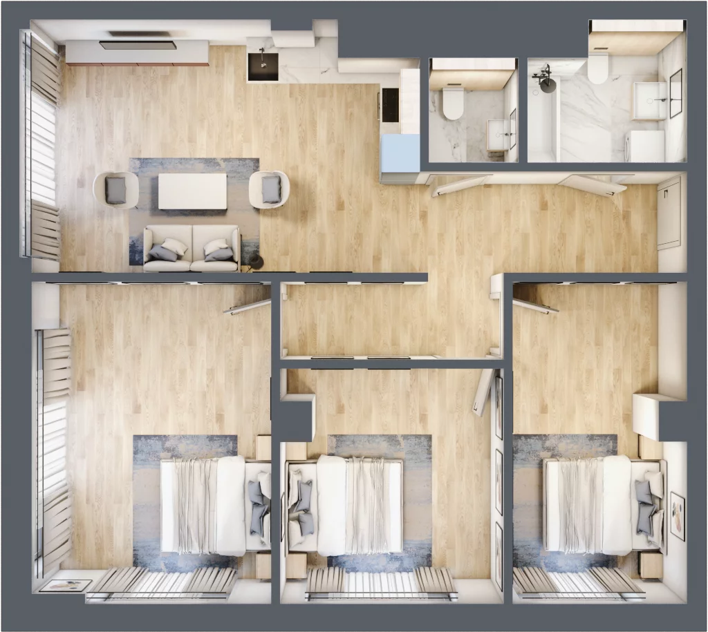 4 pokoje, mieszkanie 86,66 m², piętro 19, oferta nr W113, Olszynki Park, Rzeszów, Śródmieście, ul. Szopena