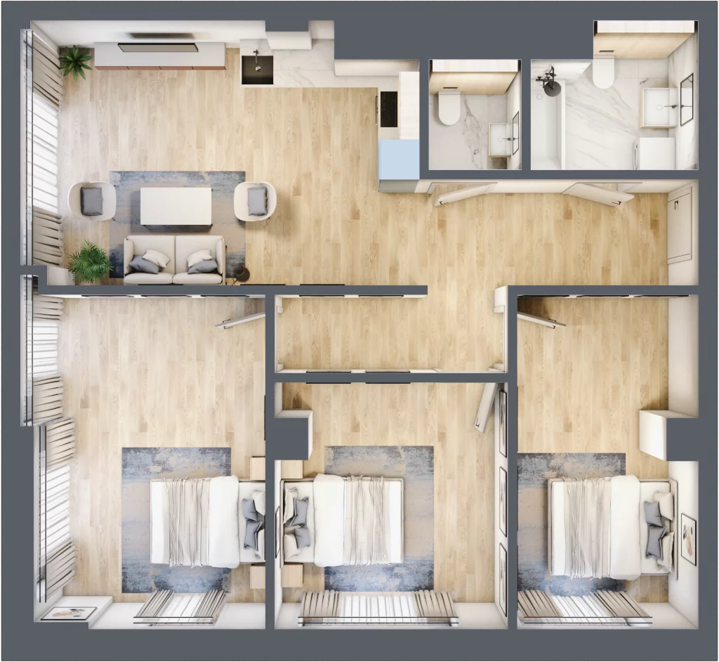 4 pokoje, mieszkanie 84,64 m², piętro 20, oferta nr W119, Olszynki Park, Rzeszów, Śródmieście, ul. Szopena