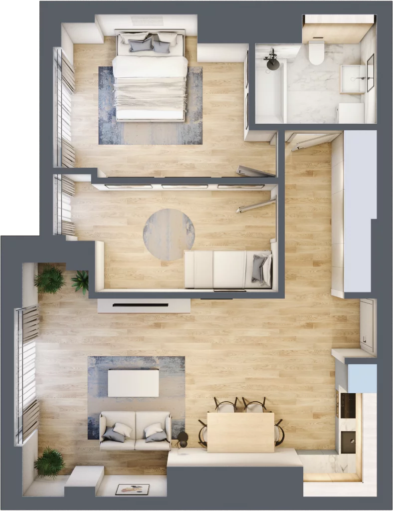 3 pokoje, mieszkanie 62,97 m², piętro 25, oferta nr W153, Olszynki Park, Rzeszów, Śródmieście, ul. Szopena