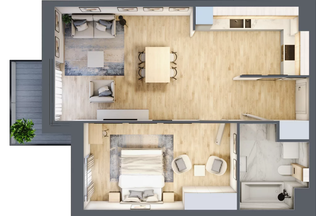 2 pokoje, mieszkanie 56,02 m², piętro 2, oferta nr 2_28, Rezydencja Góra Kalwaria Budynek C, Góra Kalwaria, Moczydłów, ul. Długa