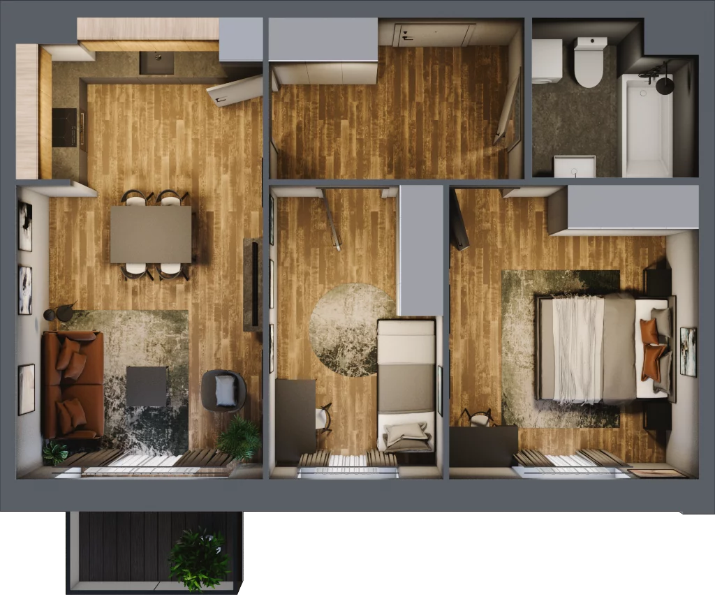 3 pokoje, mieszkanie 57,20 m², piętro 3, oferta nr 3/32, Rezydencja Góra Kalwaria Budynek D, Góra Kalwaria, Moczydłów, ul. Długa