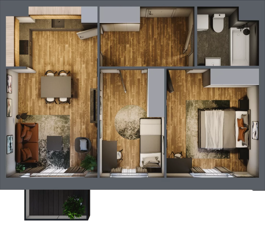 3 pokoje, mieszkanie 57,20 m², piętro 1, oferta nr 1/12, Rezydencja Góra Kalwaria Budynek D, Góra Kalwaria, Moczydłów, ul. Długa