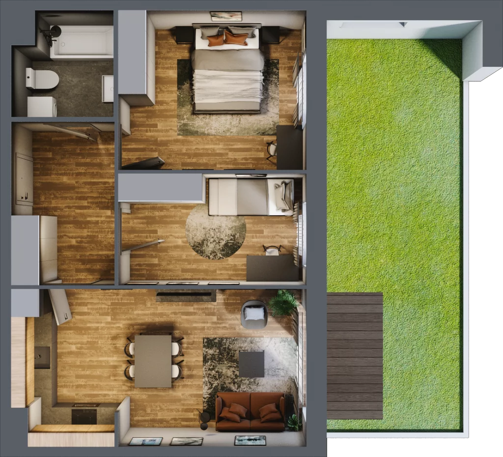3 pokoje, mieszkanie 57,20 m², parter, oferta nr 0/2, Rezydencja Góra Kalwaria Budynek D, Góra Kalwaria, Moczydłów, ul. Długa