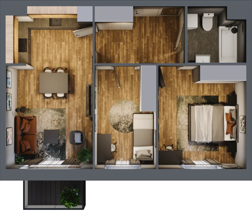 3 pokoje, mieszkanie 57,20 m², piętro 2, oferta nr 2/23, Rezydencja Góra Kalwaria Budynek D, Góra Kalwaria, Moczydłów, ul. Długa