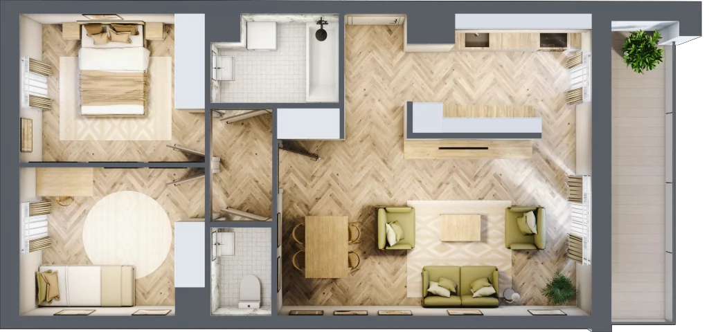 3 pokoje, mieszkanie 64,03 m², piętro 4, oferta nr M124, Nałęczowska - etap II, Lublin, Szerokie, ul. Nałęczowska 67