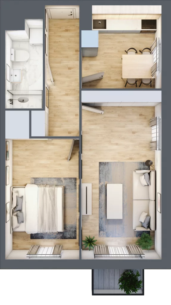 2 pokoje, mieszkanie 47,41 m², piętro 2, oferta nr 12, Osiedle Lotnictwa Polskiego 12, Poznań, Ogrody, Ogrody, ul. Lotnictwa Polskiego 12