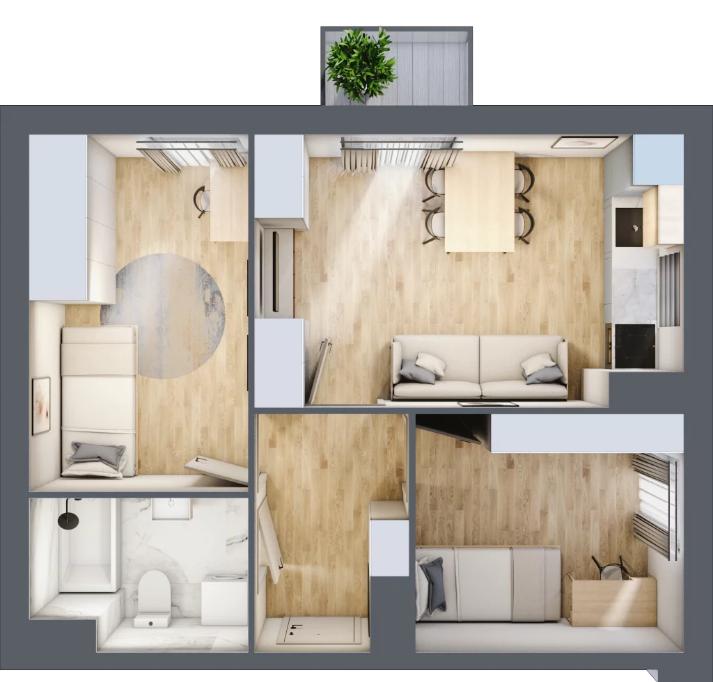 3 pokoje, mieszkanie 45,68 m², piętro 5, oferta nr 51, Osiedle Lotnictwa Polskiego 12, Poznań, Ogrody, Ogrody, ul. Lotnictwa Polskiego 12