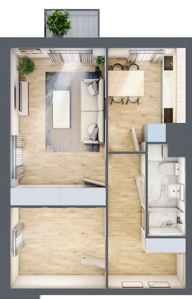2 pokoje, mieszkanie 43,20 m², piętro 6, oferta nr 58, Osiedle Lotnictwa Polskiego 12, Poznań, Ogrody, Ogrody, ul. Lotnictwa Polskiego 12