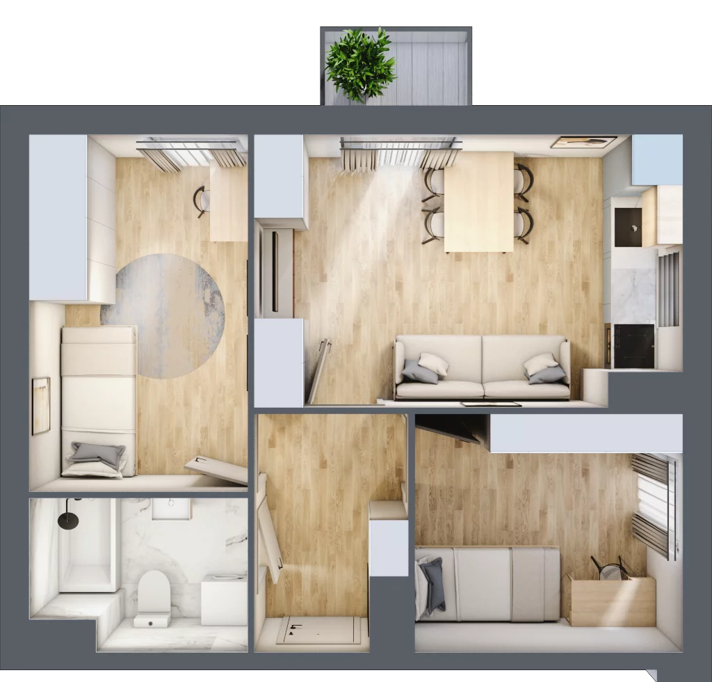3 pokoje, mieszkanie 45,71 m², piętro 2, oferta nr 21, Osiedle Lotnictwa Polskiego 12, Poznań, Ogrody, Ogrody, ul. Lotnictwa Polskiego 12