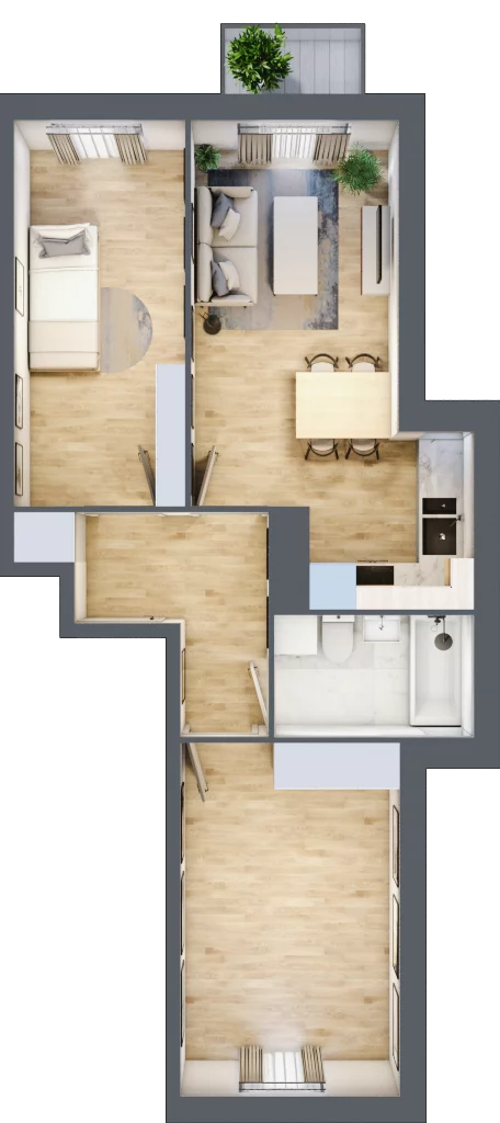 3 pokoje, mieszkanie 51,56 m², piętro 3, oferta nr 90, Osiedle Lotnictwa Polskiego 12, Poznań, Ogrody, Ogrody, ul. Lotnictwa Polskiego 12