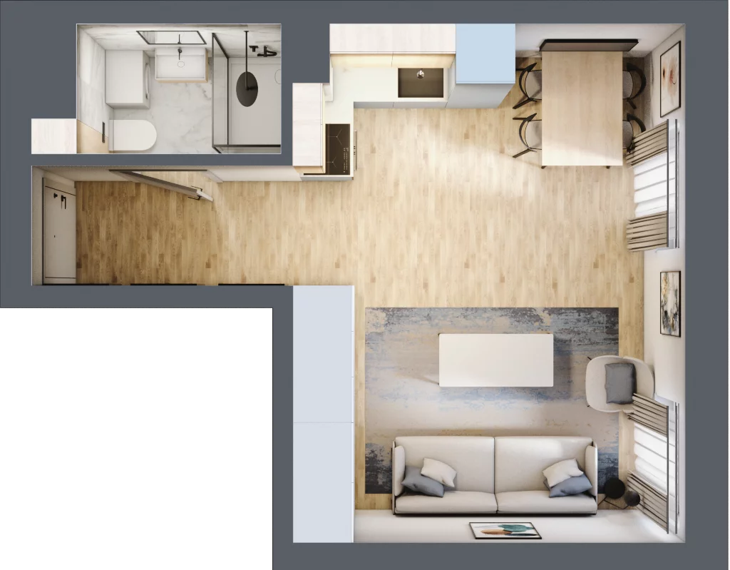 1 pokój, mieszkanie 26,61 m², piętro 4, oferta nr 26, Ceramika, Bydgoszcz, Bartodzieje, ul. Fordońska 19