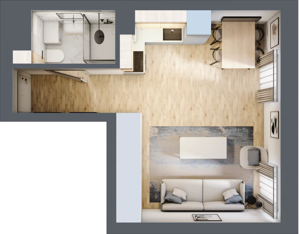 1 pokój, mieszkanie 26,84 m², piętro 5, oferta nr 30, Ceramika, Bydgoszcz, Bartodzieje, ul. Fordońska 19