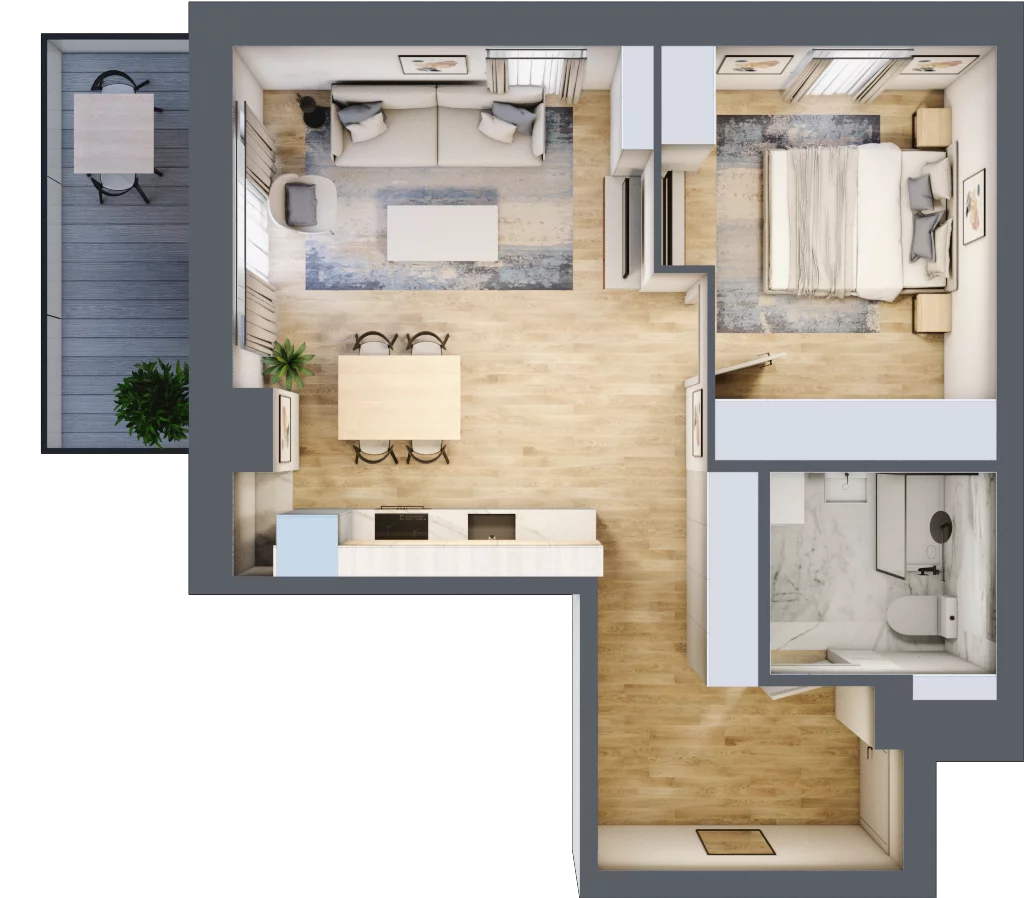 2 pokoje, mieszkanie 46,59 m², piętro 1, oferta nr 2, Ceramika, Bydgoszcz, Bartodzieje, ul. Fordońska 19