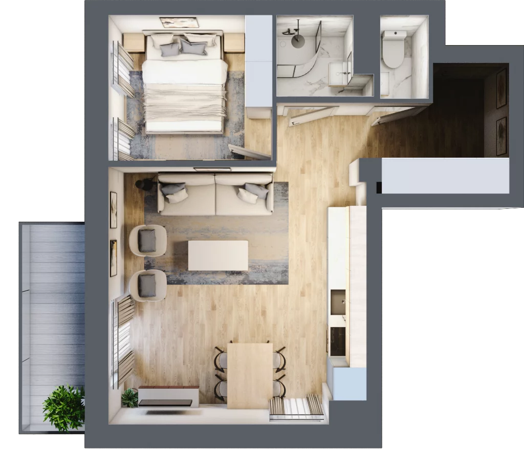2 pokoje, mieszkanie 40,77 m², piętro 3, oferta nr 17A, Ceramika, Bydgoszcz, Bartodzieje, ul. Fordońska 19