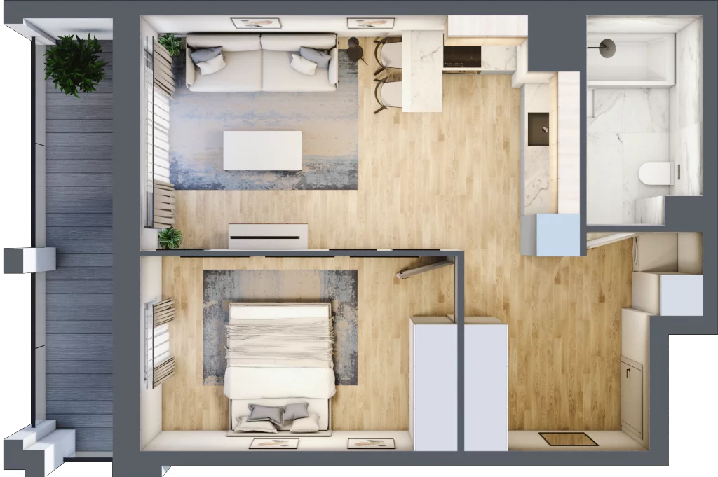 2 pokoje, mieszkanie 44,94 m², piętro 1, oferta nr I-A4, Industria II, Bydgoszcz, Bocianowo, ul. Rycerska 22