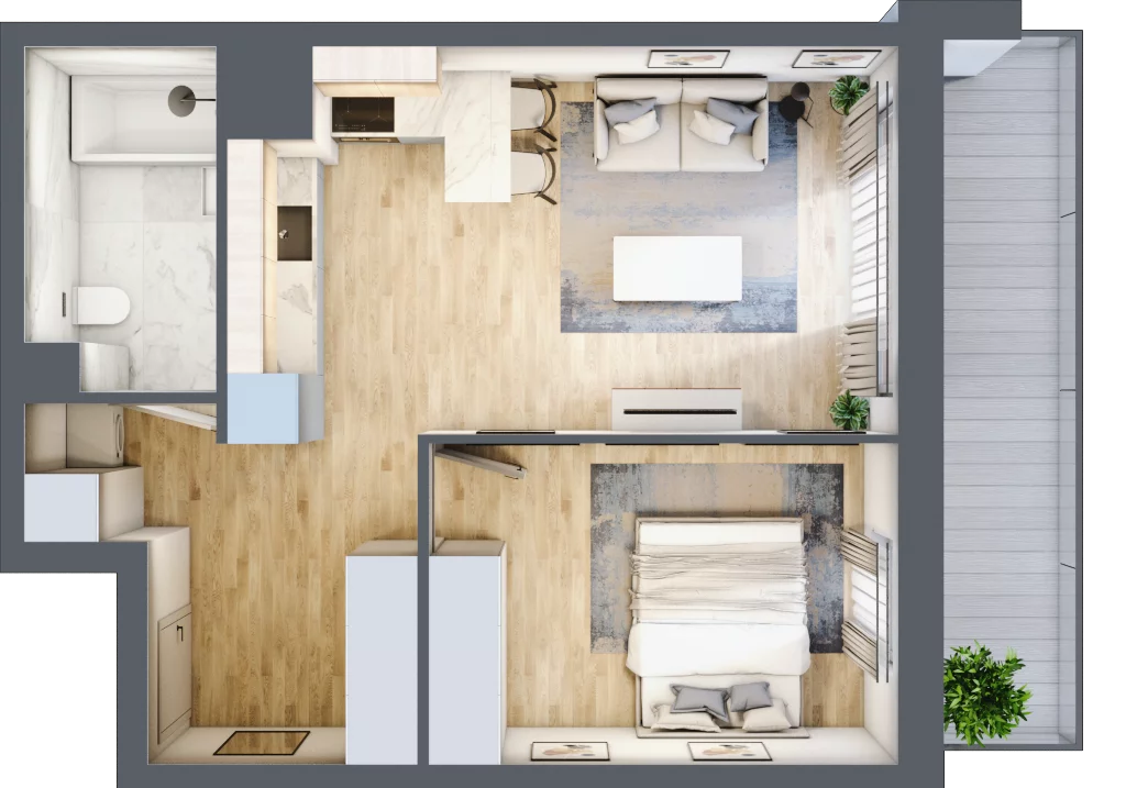 2 pokoje, mieszkanie 41,65 m², piętro 1, oferta nr I-A5, Industria II, Bydgoszcz, Bocianowo, ul. Rycerska 22