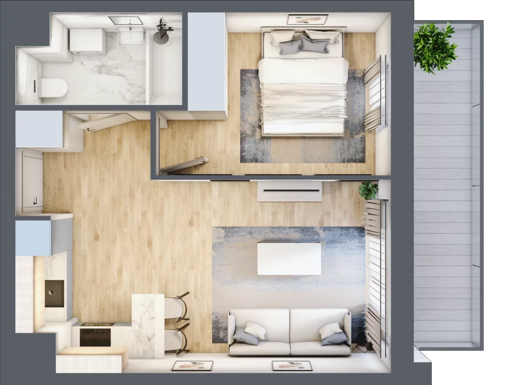2 pokoje, mieszkanie 37,44 m², piętro 1, oferta nr I-A6, Industria II, Bydgoszcz, Bocianowo, ul. Rycerska 22