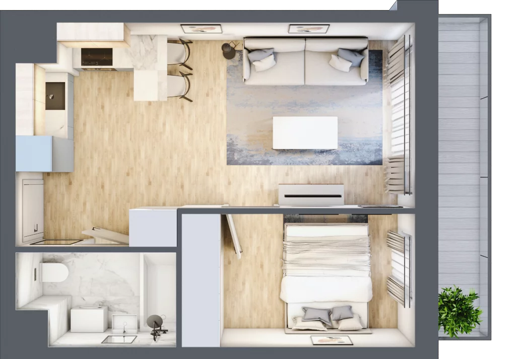 2 pokoje, mieszkanie 34,67 m², piętro 1, oferta nr I-A7, Industria II, Bydgoszcz, Bocianowo, ul. Rycerska 22