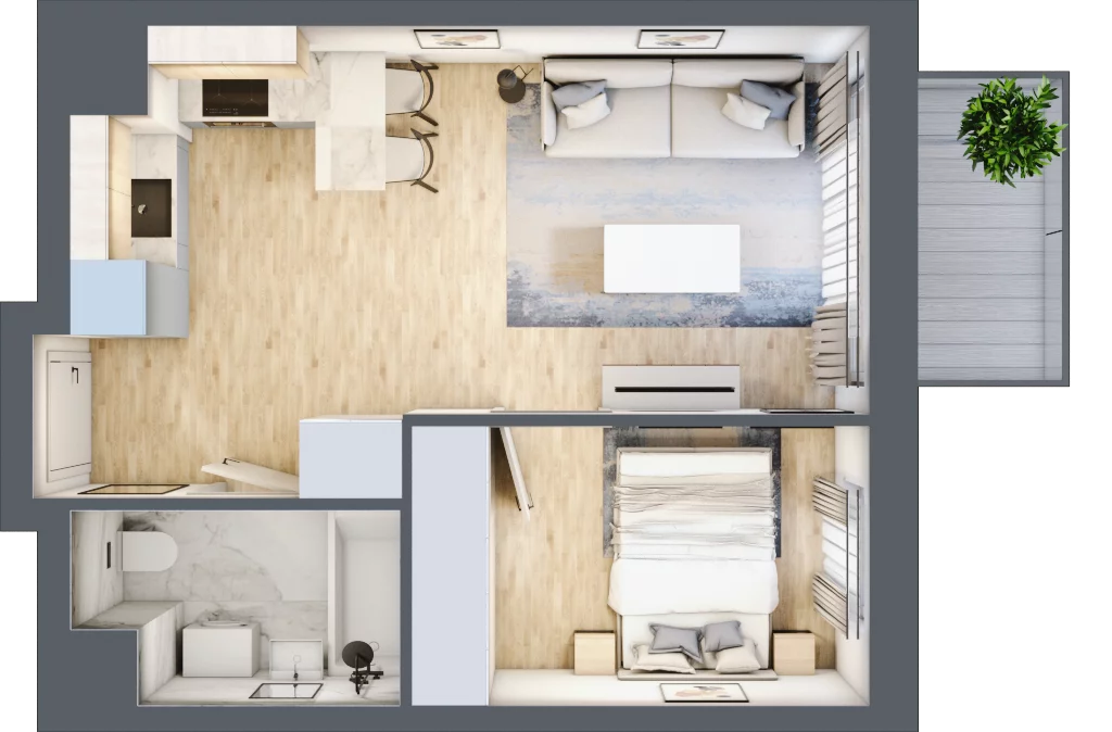 2 pokoje, mieszkanie 33,49 m², piętro 2, oferta nr I-A26, Industria II, Bydgoszcz, Bocianowo, ul. Rycerska 22