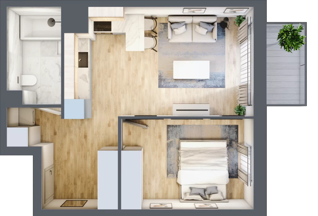 2 pokoje, mieszkanie 41,65 m², piętro 3, oferta nr I-A35, Industria II, Bydgoszcz, Bocianowo, ul. Rycerska 22