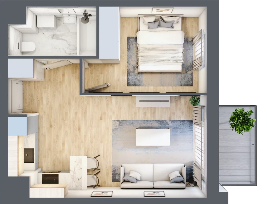 2 pokoje, mieszkanie 37,44 m², piętro 3, oferta nr I-A36, Industria II, Bydgoszcz, Bocianowo, ul. Rycerska 22