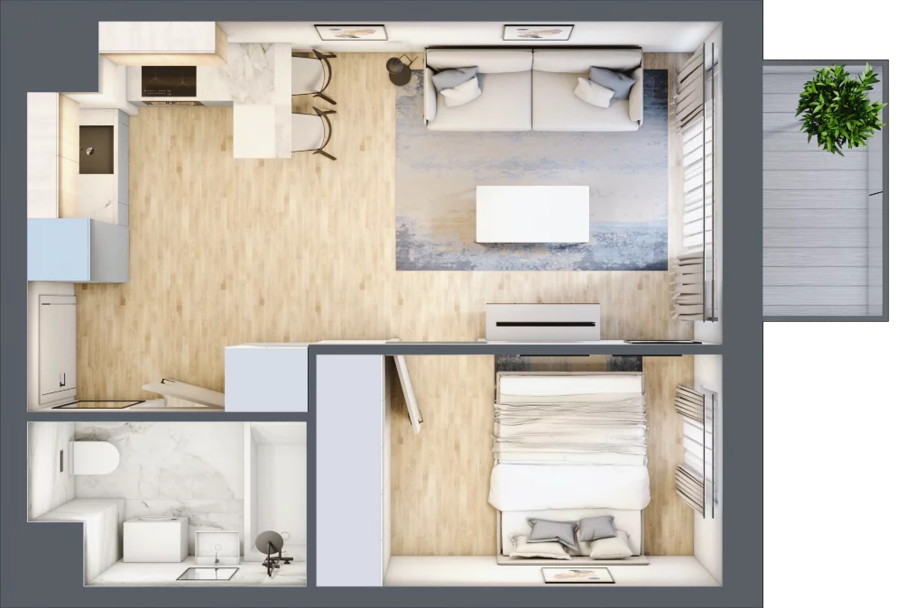 2 pokoje, mieszkanie 34,67 m², piętro 3, oferta nr I-A37, Industria II, Bydgoszcz, Bocianowo, ul. Rycerska 22