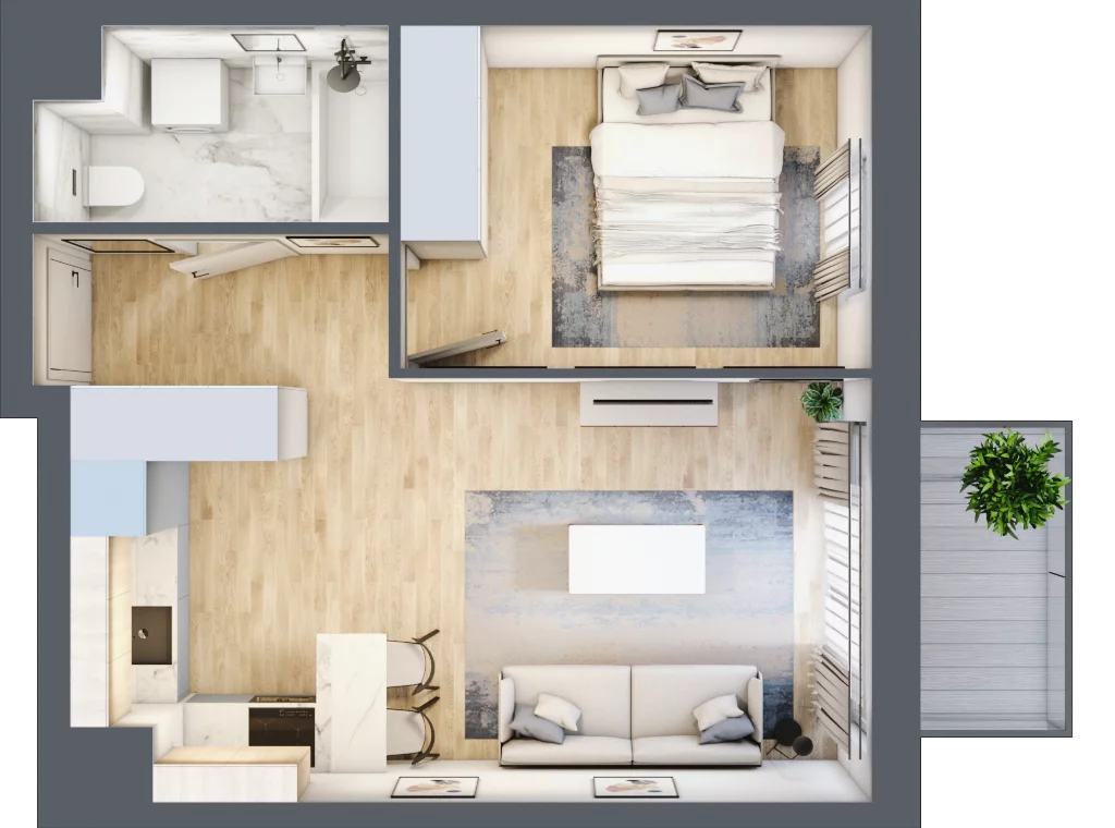 2 pokoje, mieszkanie 38,78 m², piętro 4, oferta nr I-A55, Industria II, Bydgoszcz, Bocianowo, ul. Rycerska 22