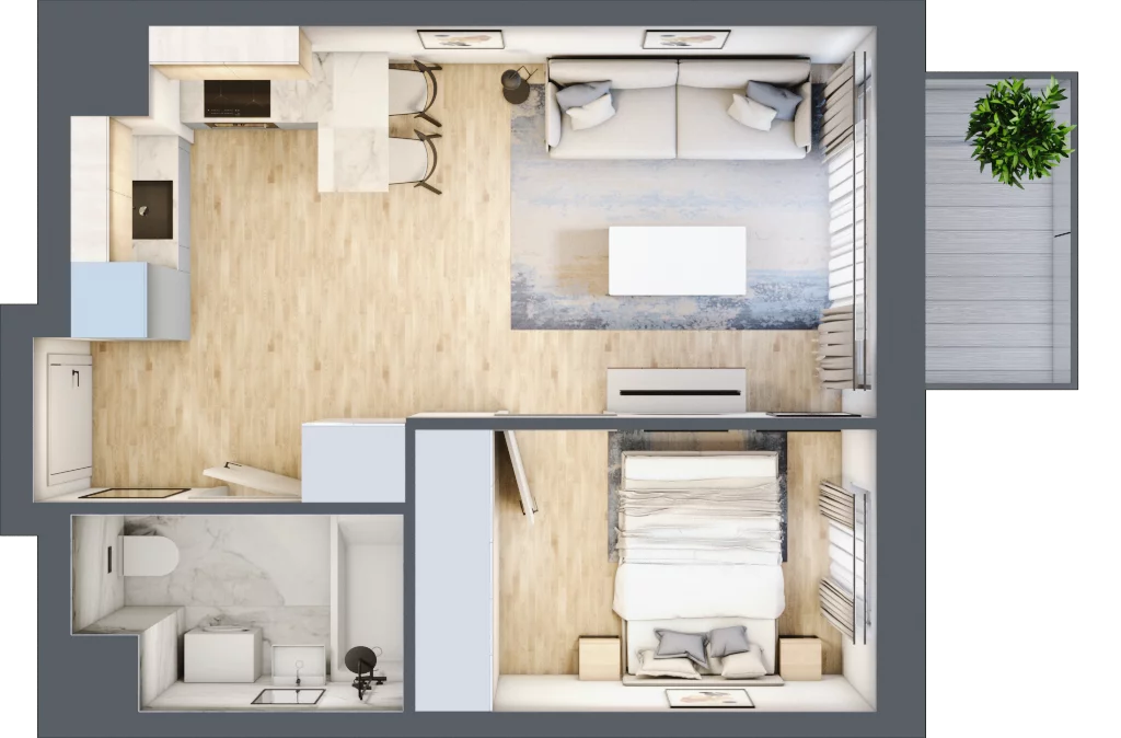 2 pokoje, mieszkanie 33,49 m², piętro 4, oferta nr I-A56, Industria II, Bydgoszcz, Bocianowo, ul. Rycerska 22