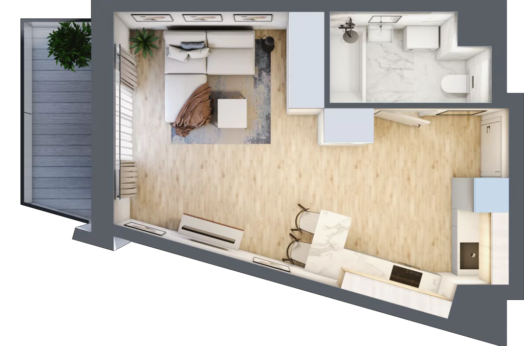 1 pokój, mieszkanie 29,69 m², piętro 5, oferta nr I-A60, Industria II, Bydgoszcz, Bocianowo, ul. Rycerska 22