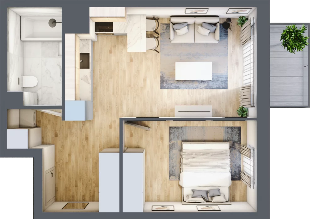2 pokoje, mieszkanie 41,65 m², piętro 5, oferta nr I-A64, Industria II, Bydgoszcz, Bocianowo, ul. Rycerska 22