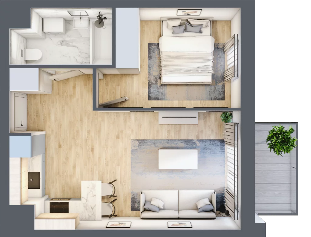 2 pokoje, mieszkanie 37,44 m², piętro 5, oferta nr I-A65, Industria II, Bydgoszcz, Bocianowo, ul. Rycerska 22