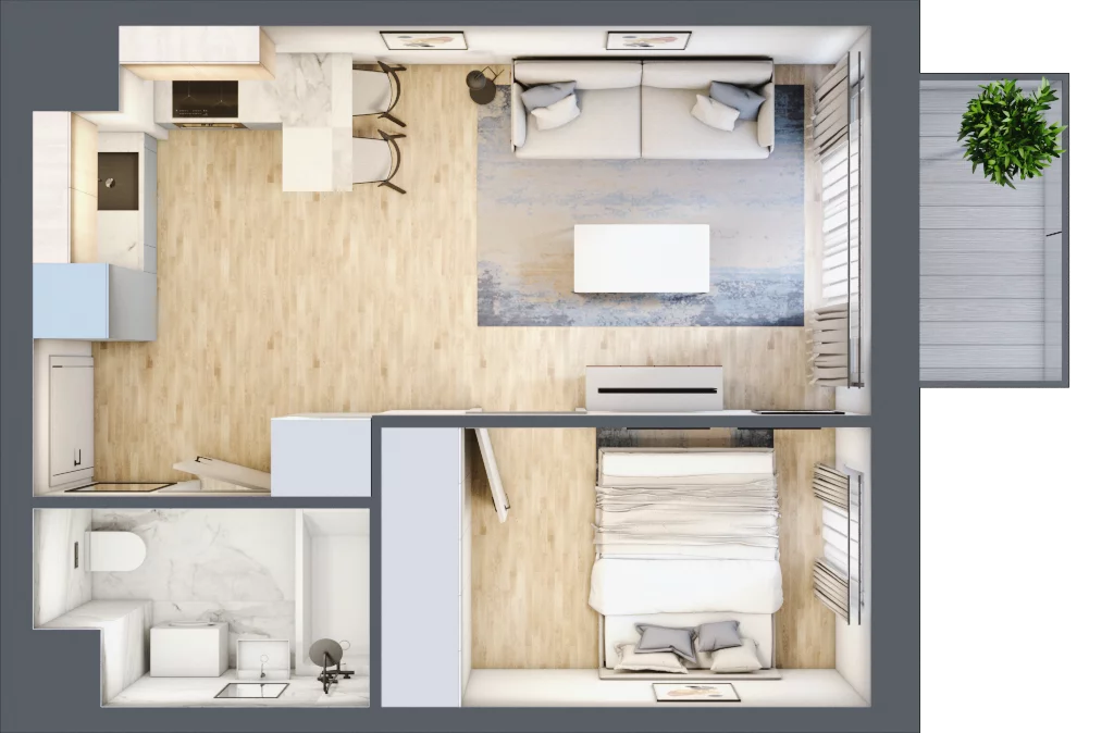 2 pokoje, mieszkanie 34,67 m², piętro 5, oferta nr I-A66, Industria II, Bydgoszcz, Bocianowo, ul. Rycerska 22