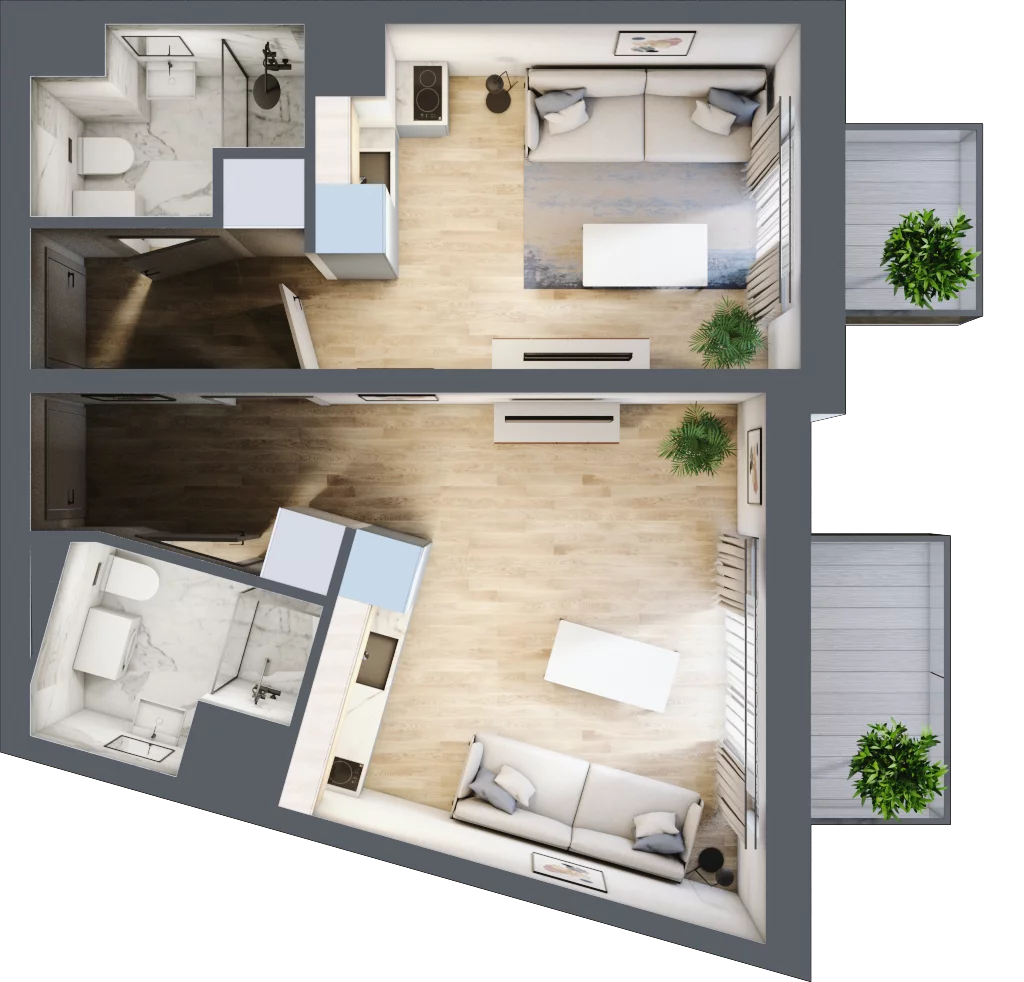 2 pokoje, mieszkanie 42,31 m², piętro 5, oferta nr I-A67, Industria II, Bydgoszcz, Bocianowo, ul. Rycerska 22