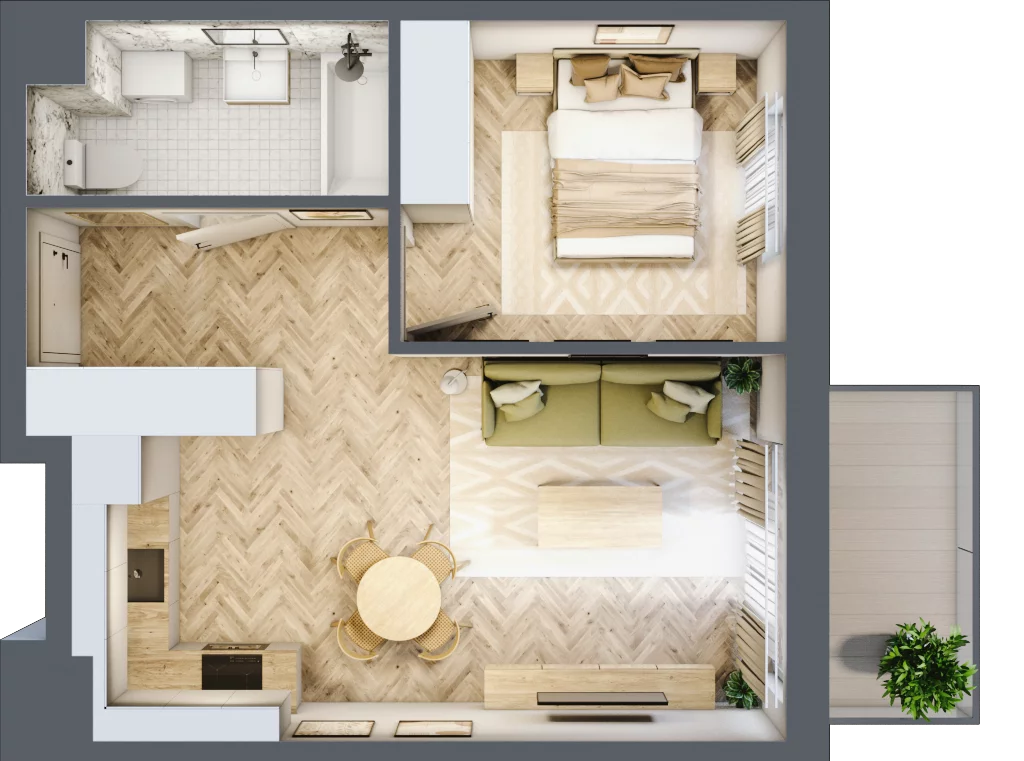 2 pokoje, mieszkanie 38,97 m², piętro 1, oferta nr A27, Aleja Mickiewicza, Osielsko, ul. Aleja Mickiewicza 1