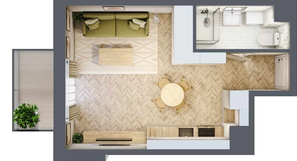 1 pokój, mieszkanie 28,76 m², piętro 2, oferta nr A9, Aleja Mickiewicza, Osielsko, ul. Aleja Mickiewicza 1