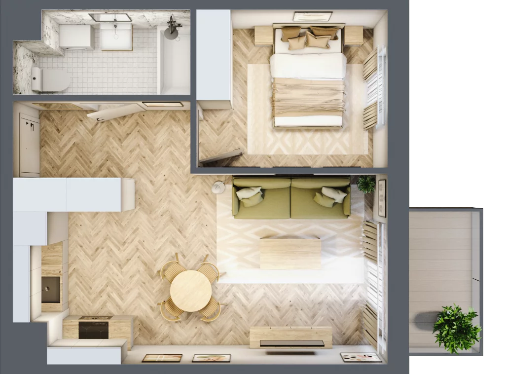 2 pokoje, mieszkanie 39,65 m², piętro 3, oferta nr A56, Aleja Mickiewicza, Osielsko, ul. Aleja Mickiewicza 1